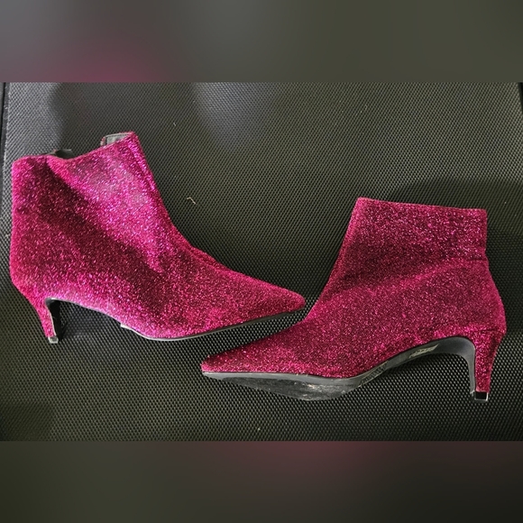 Pink/black shimmer metallic ankle booties NWOT Size 6.5 - Picture 11 of 12